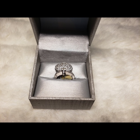 Silver 925 Women’s Crystal Heart Ring Size 7.5 - Picture 3 of 8